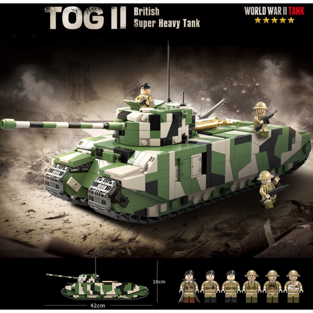 2288PCS Military WW2 TOG 2 Heavy Tank Figure Model Toy Building Block Brick Gift Kids Compatible Lego