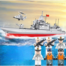 Load image into Gallery viewer, 864PCS Military WW2 055 Renhai Class Destroyer Battle Ship Figure Model Toy Building Block Brick Gift Kids Compatible Lego
