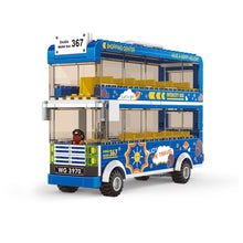 Load image into Gallery viewer, MOC City Town Tour Double Decker School Sightseeing Bus Model Toy Building Block Brick Gift Kids Compatible Lego
