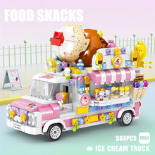 Load image into Gallery viewer, MOC Micro Mini Food Fruit Ice Cream Sushi Burger Vending Truck Car Model Toy Building Block Brick Gift Kids
