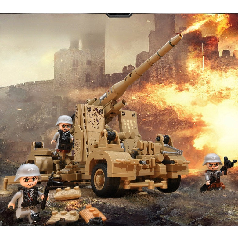 829PCS Military WW2 Flak 36 88mm Antiaircraft Figure Model Toy Building Block Brick Gift Kids Compatible Lego