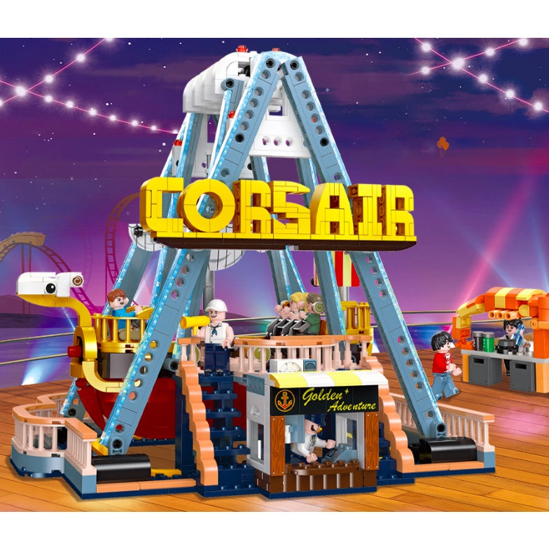 1063PCS MOC City Funfair Amusement Park Corsair Figure Model Toy Building Block Brick Gift Kids Compatible Lego