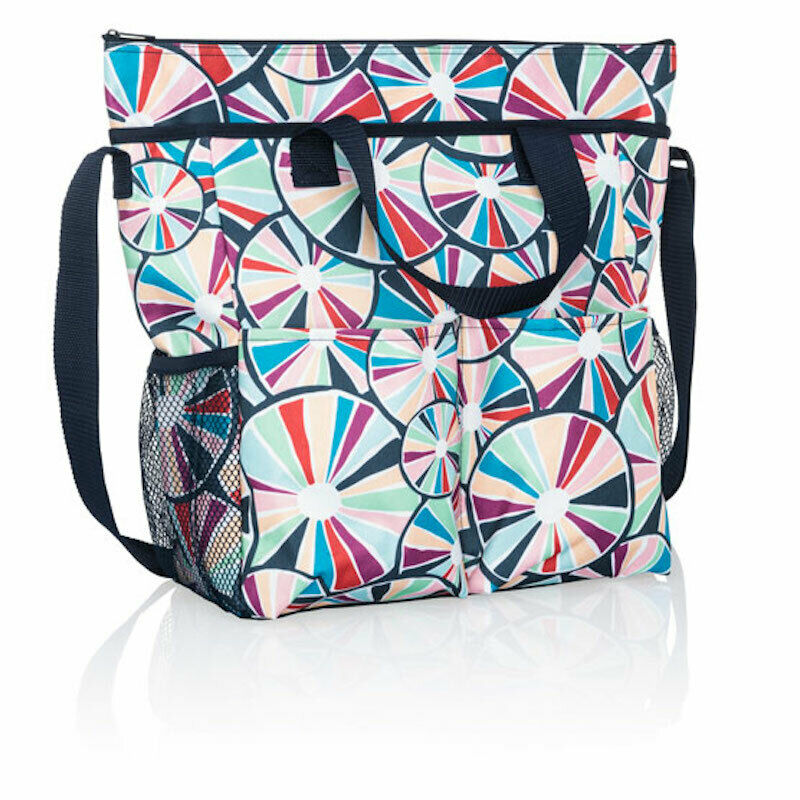 Thirty One Crossbody Organizing Utility Travel Mummy Tote Bag Zip Top 31 Gift in Pinwheel Party