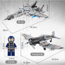 Load image into Gallery viewer, 1293PCS Military WW2 2in1 J-15 Flying Shark Flanker-D F4U Corsair Air Fighter Aircraft Figure Model Toy Building Block Brick Gift Kids Compatible Lego
