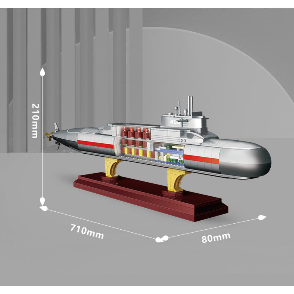 1020PCS Military WW2 Xia Class 092 Nuclear Submarine Figure