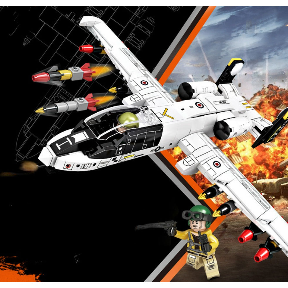 323PCS Military WW2 A-10 Thunderbolt Warthog Attack Plane Figure Model Toy Building Block Brick Gift Kids Compatible Lego