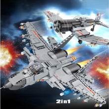 Load image into Gallery viewer, 1293PCS Military WW2 2in1 J-15 Flying Shark Flanker-D F4U Corsair Air Fighter Aircraft Figure Model Toy Building Block Brick Gift Kids Compatible Lego
