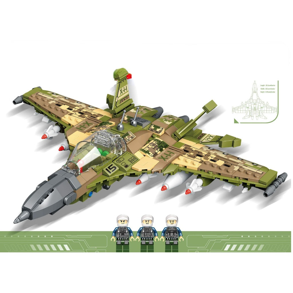 529PCS Military WW2 J-15 Flying Shark Flanker-D Air Fighter Aircraft Figure Model Toy Building Block Brick Gift Kids Compatible Lego