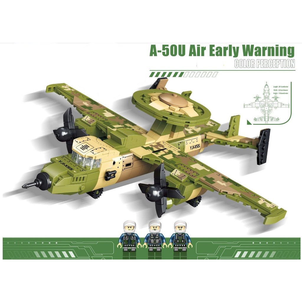 517PCS Military WW2 AEW Mainstay A-50 Beriev Early Warning Aircraft Figure Model Toy Building Block Brick Gift Kids Compatible Lego
