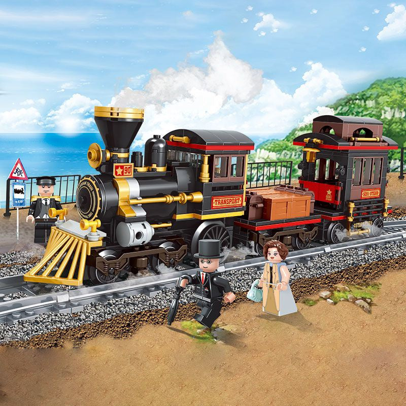 473PCS MOC City Railway Travel Scenic Steam Train Track Figure Scene Model Toy Building Block Brick Gift Kids Compatible Lego