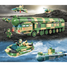 Load image into Gallery viewer, 859PCS Military WW2 8in2 DF-41 Missile Truck Fighter Helicopter Submarine Figure Model Toy Building Block Brick Gift Kids Compatible Lego
