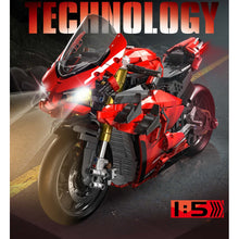 Load image into Gallery viewer, 2129PCS MOC Technic Speed V4S Racing Sports Motorcycle Motor Bike Model Toy Building Block Brick Gift Kids Compatible Lego 1:5 Light
