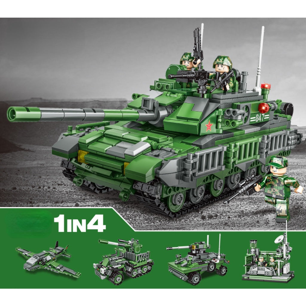 1120PCS Military WW2 4in1 99A Main Battle Tank Fighter Figure Model Toy Building Block Brick Gift Kids Compatible Lego