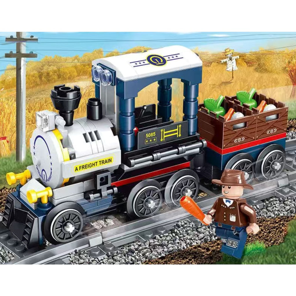195PCS MOC City Freight Railway Train Track Figure Model Toy Building Block Brick Gift Kids Compatible Lego