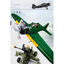 Load image into Gallery viewer, 560PCS Military WW2 A6M Zero Air Fighter Aircraft Bofors Anti-aircraft Figure Model Toy Building Block Brick Gift Kids Compatible Lego
