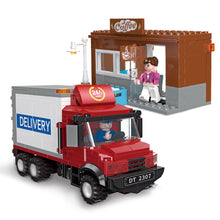Load image into Gallery viewer, 325PCS MOC City Food Delivery Truck Coffee Shop Store Figure Model Toy Building Block Brick Gift Kids Compatible Lego
