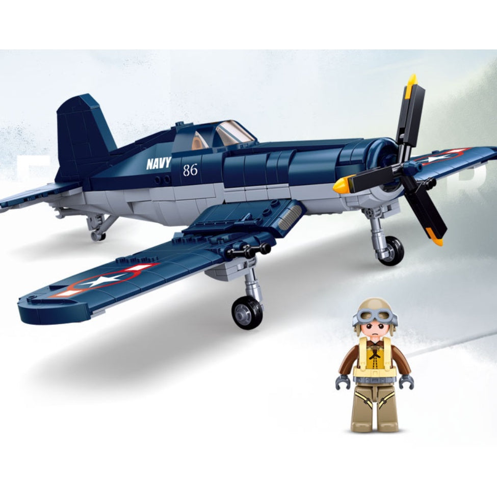 550PCS Military WW2 F4U Air Fighter Corsair Figure Model Toy Building Block Brick Gift Kids Compatible Lego Compatible Lego