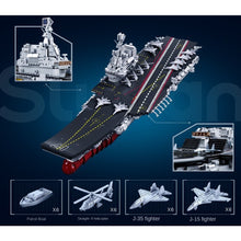 Load image into Gallery viewer, 1728PCS Military WW2 2in1 PLA NAVY Shandong Aircraft Carrier Model Toy Building Block Brick Gift Kids Compatible Lego 1:450
