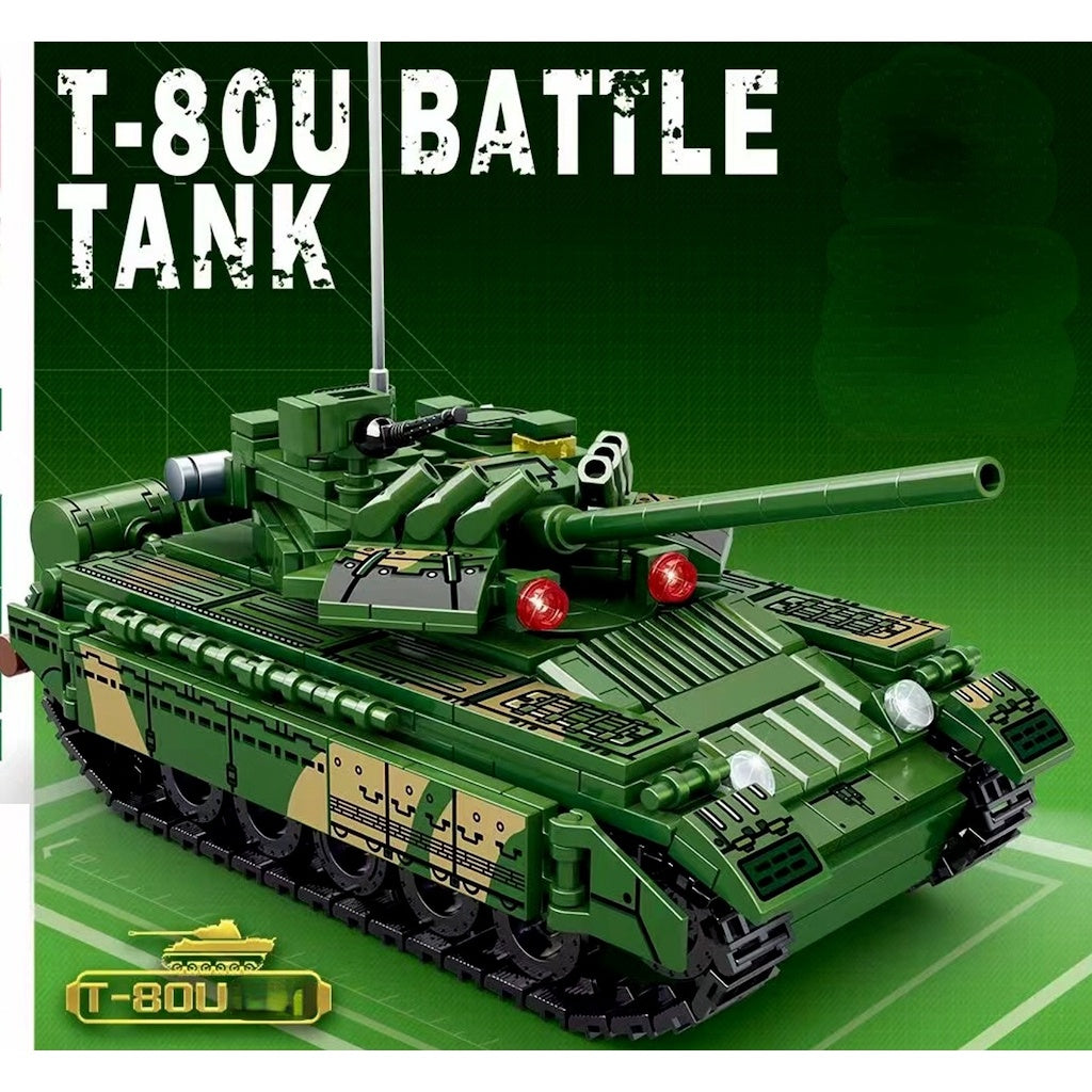 592PCS Military WW2 T-80U Main Battle Tank Figure Model Toy Building Block Brick Gift Kids DIY Compatible Lego