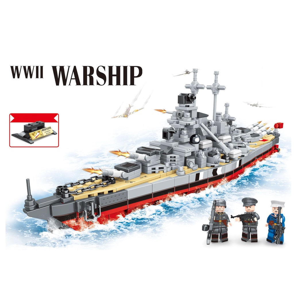 828PCS Military WW2 KMS Bismarck Battleship Figure Model Toy Building Block Brick Gift Kids DIY Compatible Lego