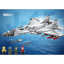 Load image into Gallery viewer, 1066PCS Military WW2 J-15 AWACS Carrier Air Fighter Flying Shark Flanker-D Figure Model Toy Building Block Brick Gift Kids DIY Compatible Lego
