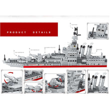 Load image into Gallery viewer, 655PCS Military WW2 Cruiser Battle Ship Figure Model Toy Building Block Brick Gift Kids DIY Compatible Lego
