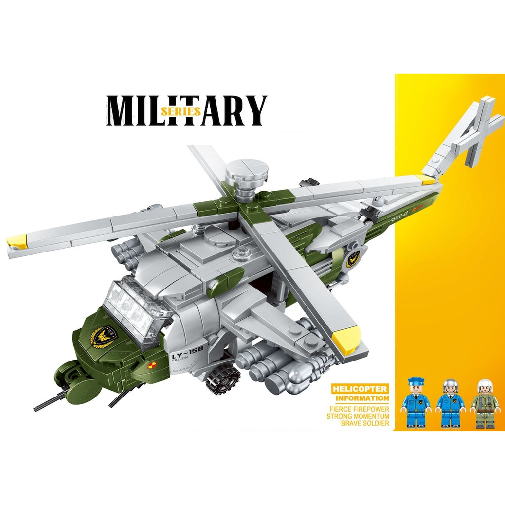 645PCS Military WW2 Armed Helicopter Figure Model Toy Building Block Brick Gift Kids DIY Compatible Lego
