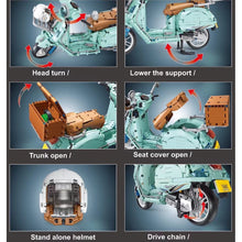 Load image into Gallery viewer, 1828PCS MOC Technic Speed Green Vespa 300 Vintage Classic Motorcycle Motor Bike Model Toy Building Block Brick Gift Kids DIY Compatible Lego 1:5
