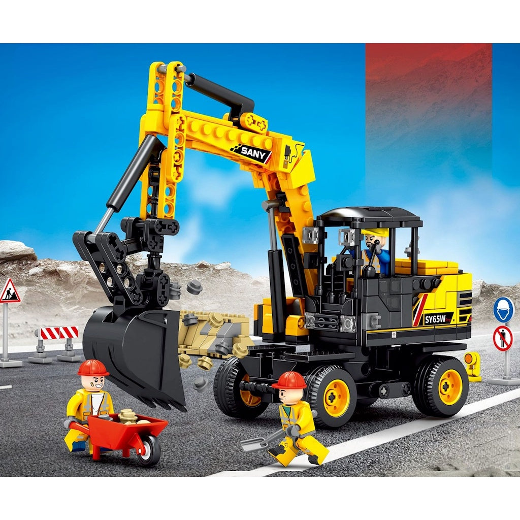 453PCS MOC City Construction Technic SANY SY65W Wheel Excavator Model Toy Building Block Brick Gift Kids DIY Compatible Lego