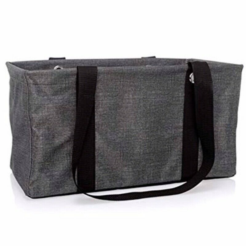 Thirty One MEDIUM UTILITY beach Picnic tote storage laundry Bag 31 gift in Charcoal Crosshatch